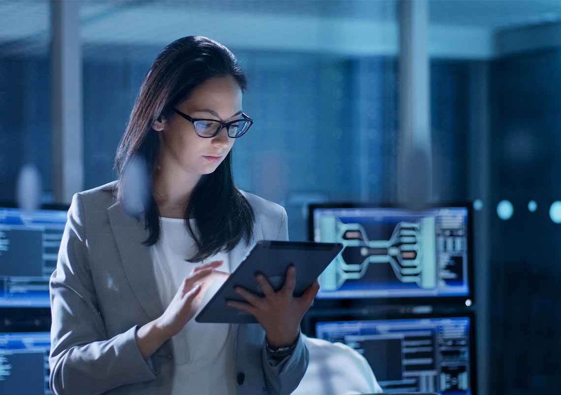Woman Working on Tablet Data Sovereignty & EU Compliance